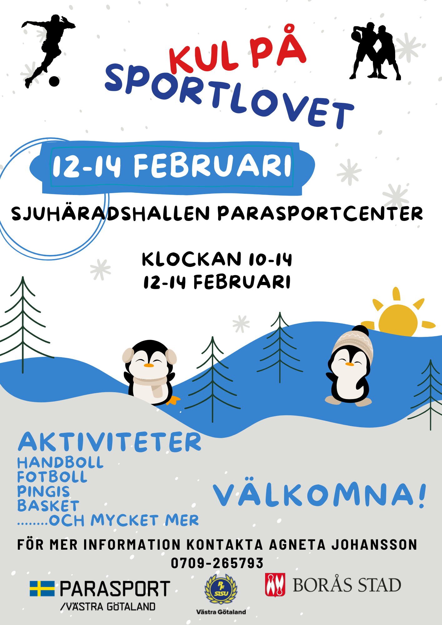 Inbjudan till Kul på sportlovet 12-14 februari 2024 i Sjuhäradshallens Parasportcenter Borås